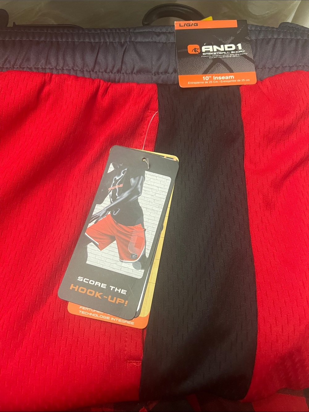 And1 Red and Black Men's Athletic Basketball Shorts